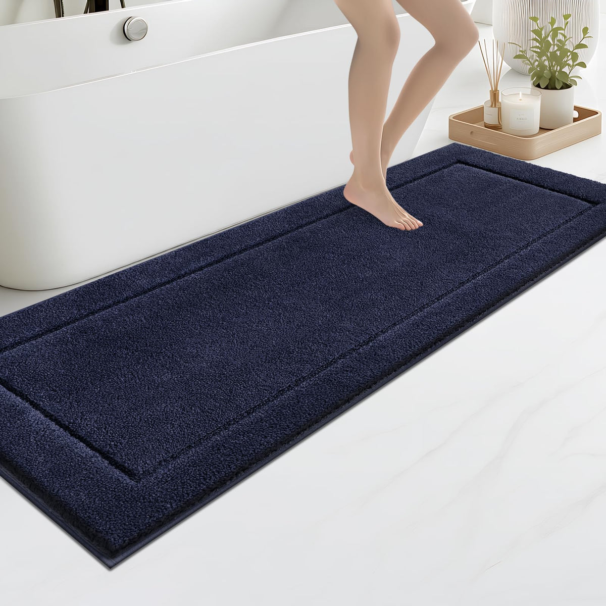 anllugs Bathroom Rugs, Non-Slip Bath Rugs, 24" x 60", Grey