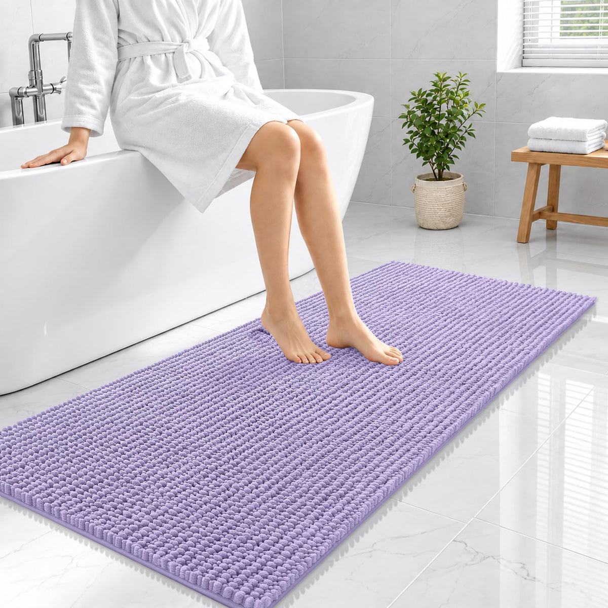 Smiry Thick Bathroom Rugs 30x20, Extra Soft Absorbent Chenille Bath Mat