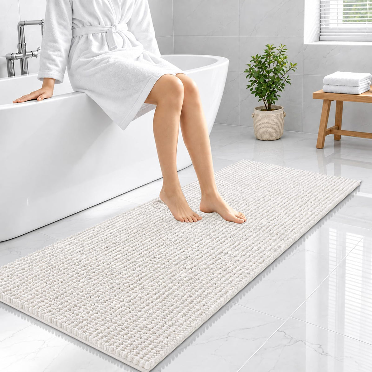 Smiry Thick Bathroom Rugs 30x20, Extra Soft Absorbent Chenille Bath Mat