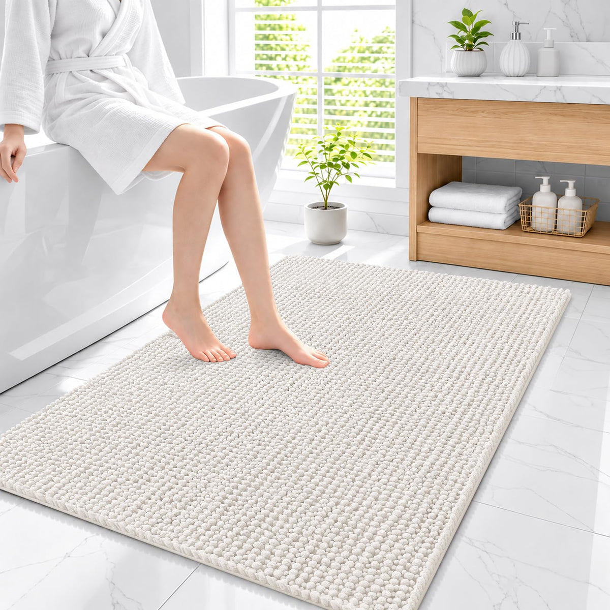 Smiry Thick Bathroom Rugs 30x20, Extra Soft Absorbent Chenille Bath Mat