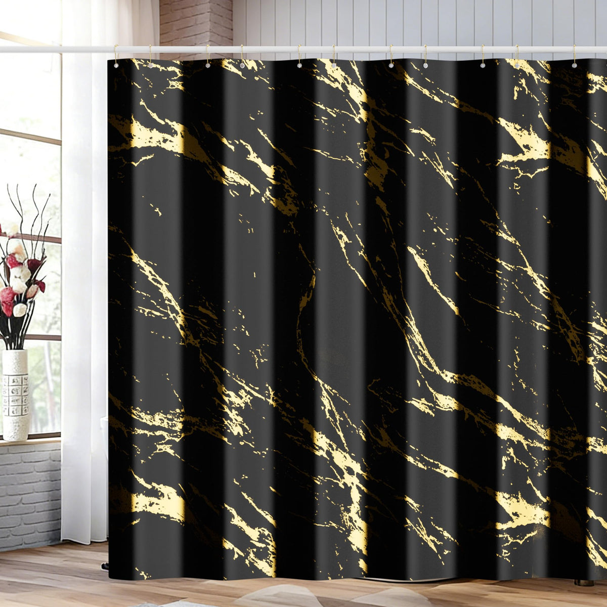 Premium Gray Marble Shower Curtain - Realistic Vein Design, Water-Resistant Fabric (72x72 Inches), Stable Drape, Easy-Clean, Stylish Nordic/Ins Bathroom Decor