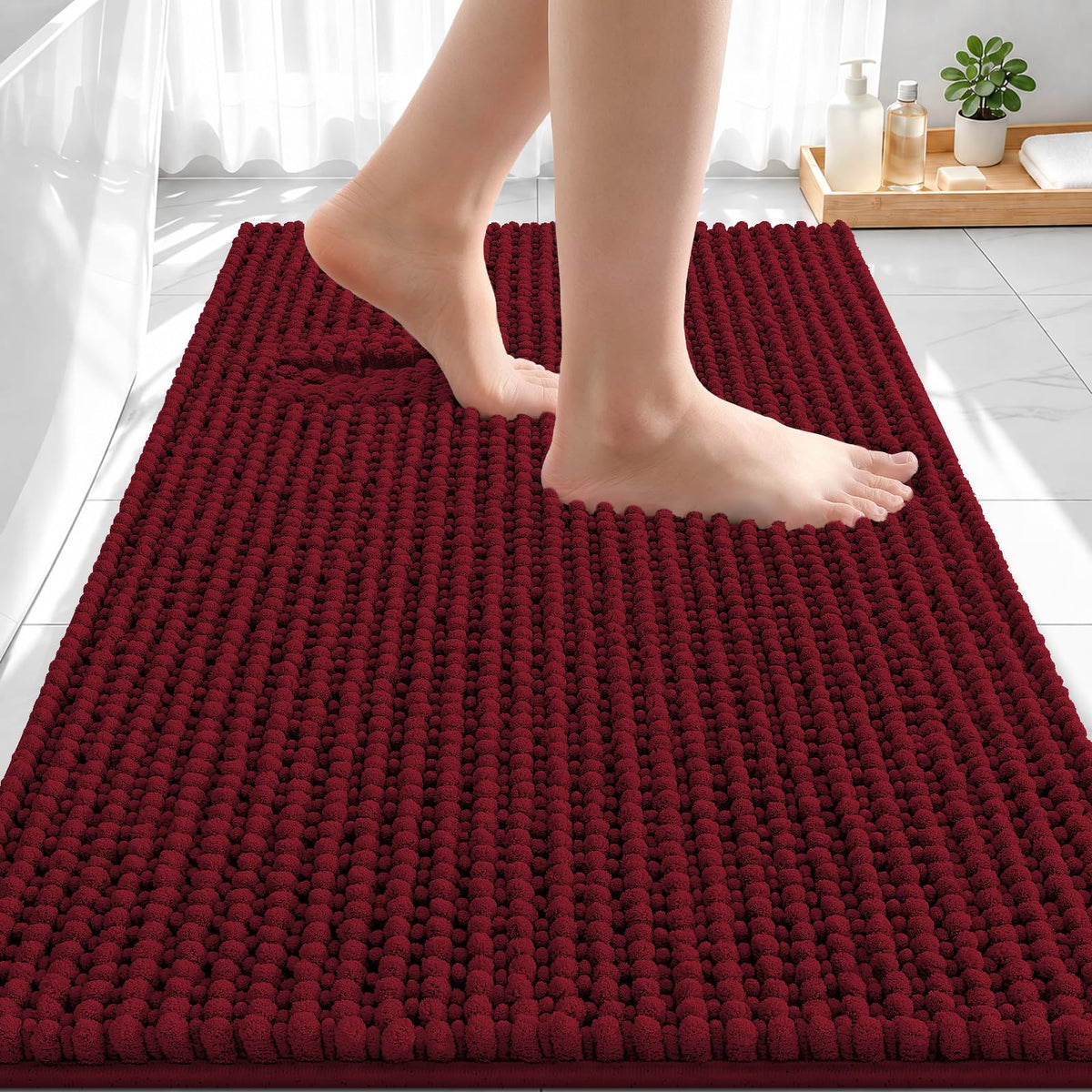 Smiry Thick Bathroom Rugs 30x20, Extra Soft Absorbent Chenille Bath Mat