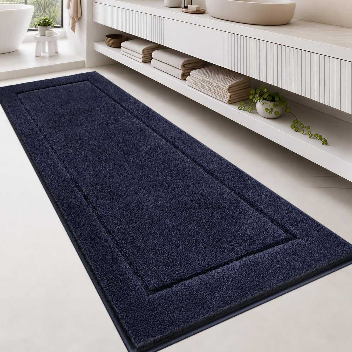 anllugs Bathroom Rugs, Non-Slip Bath Rugs, 24" x 60", Grey