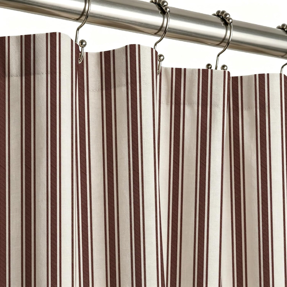 WOUVMA Brown Striped Shower Curtain Neutral