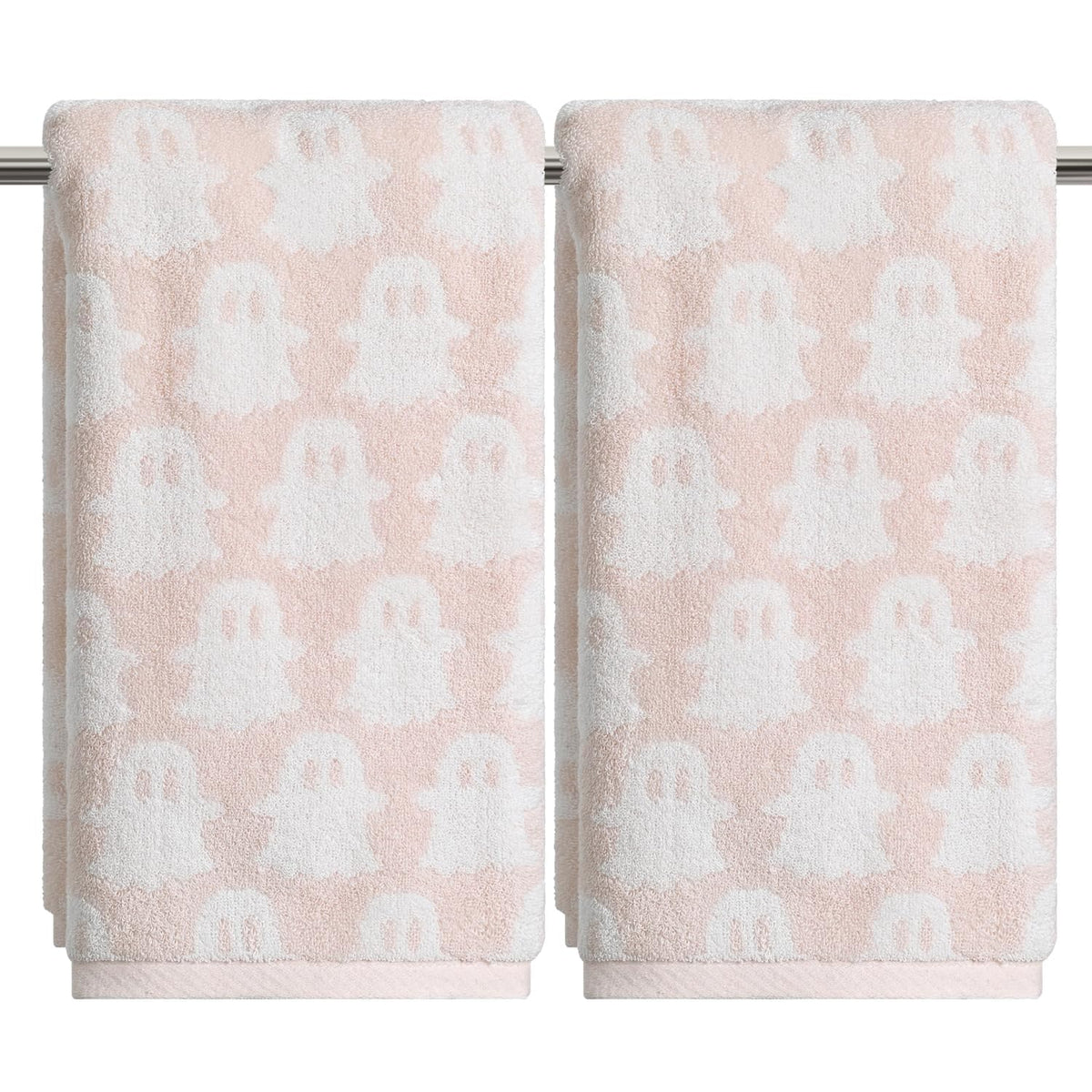 Artoid Mode 2 Pcs Pink Ghost Halloween Hand Towels for Bathroom