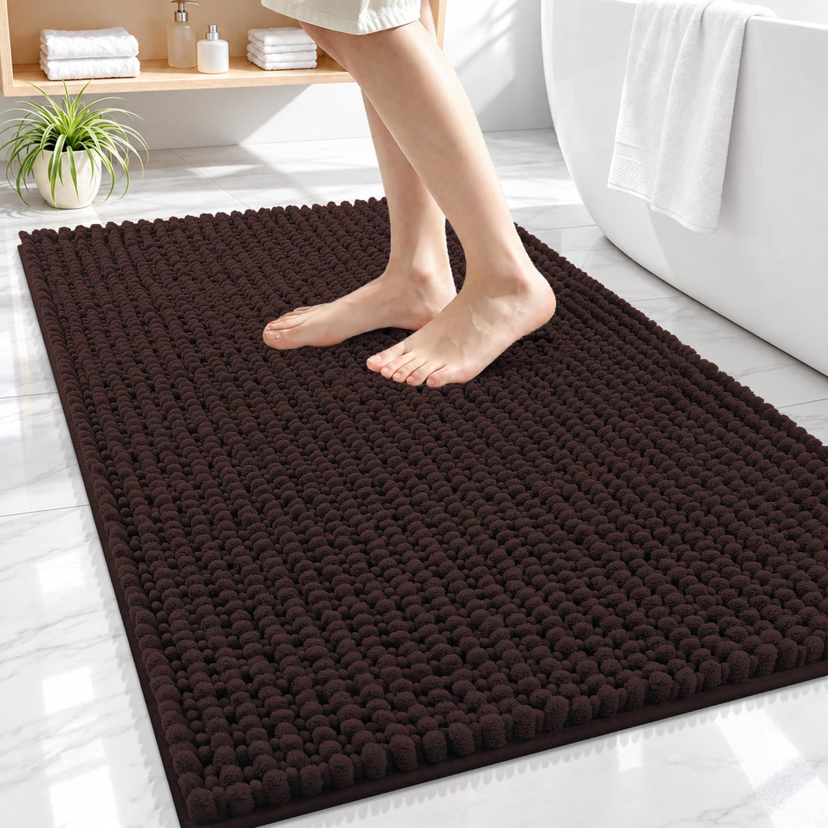 Smiry Thick Bathroom Rugs 30x20, Extra Soft Absorbent Chenille Bath Mat