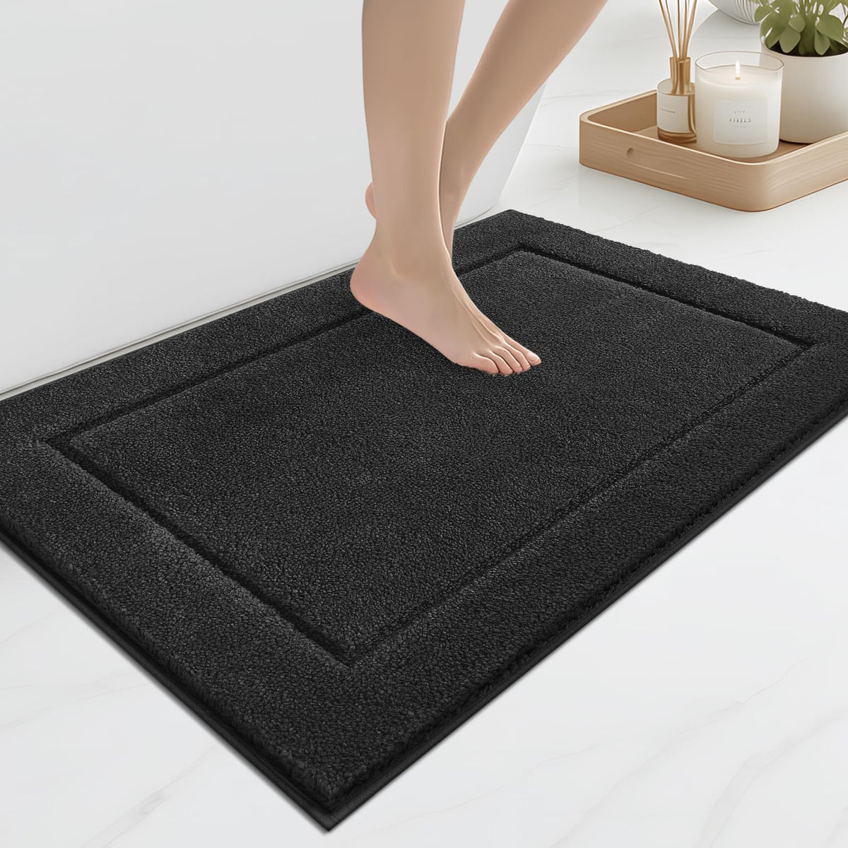 anllugs Bathroom Rugs, Non-Slip Bath Rugs, 24" x 60", Grey