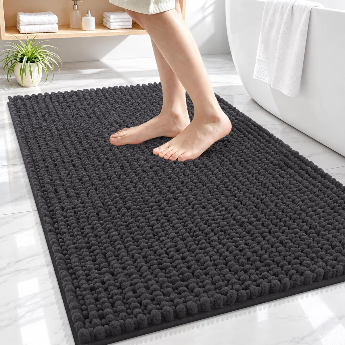 Smiry Thick Bathroom Rugs 30x20, Extra Soft Absorbent Chenille Bath Mat