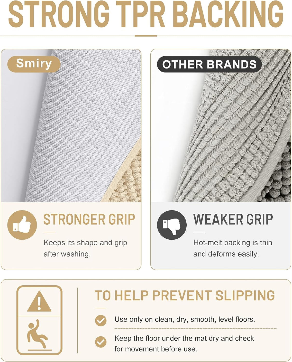 Smiry Thick Bathroom Rugs 30x20, Extra Soft Absorbent Chenille Bath Mat