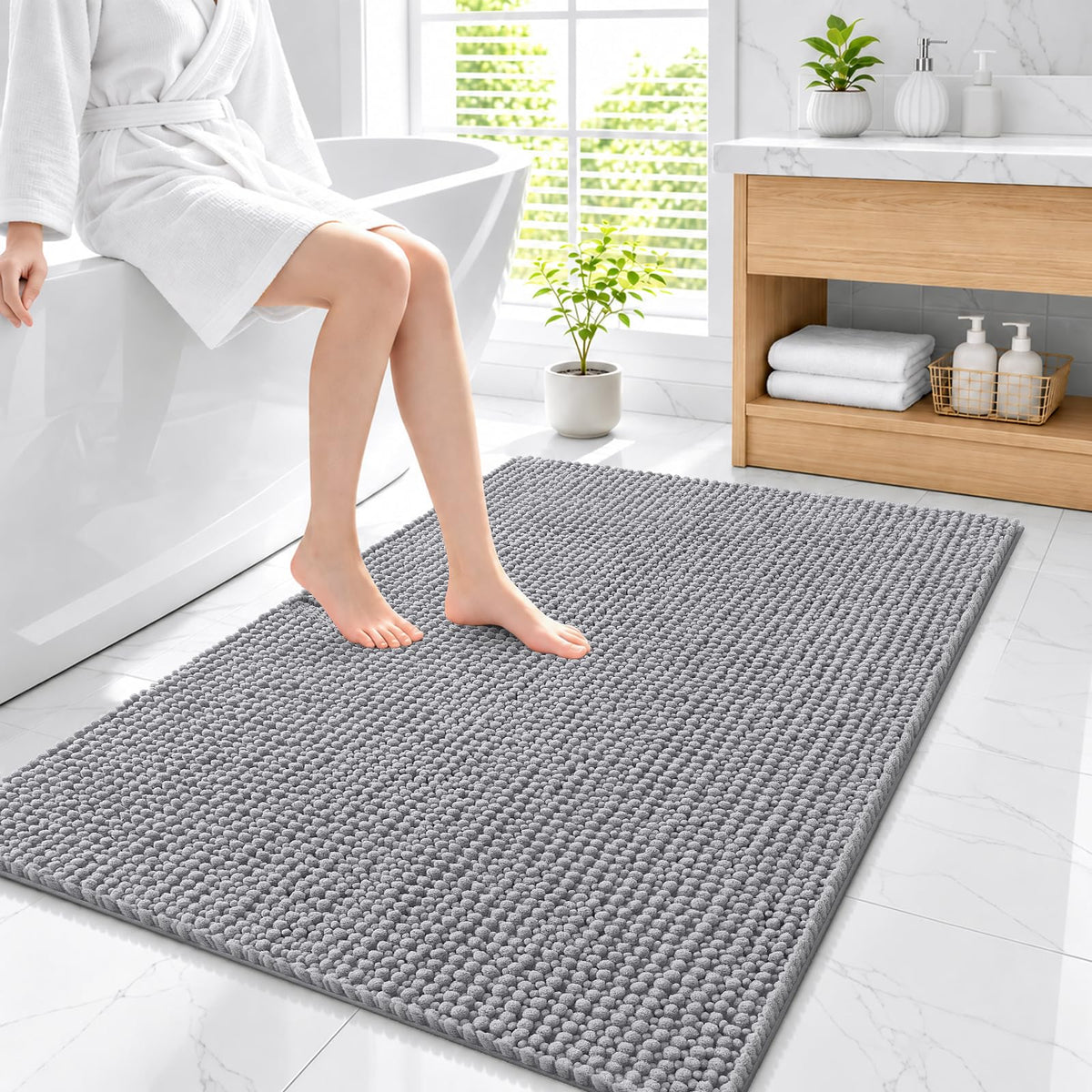 Smiry Thick Bathroom Rugs 30x20, Extra Soft Absorbent Chenille Bath Mat
