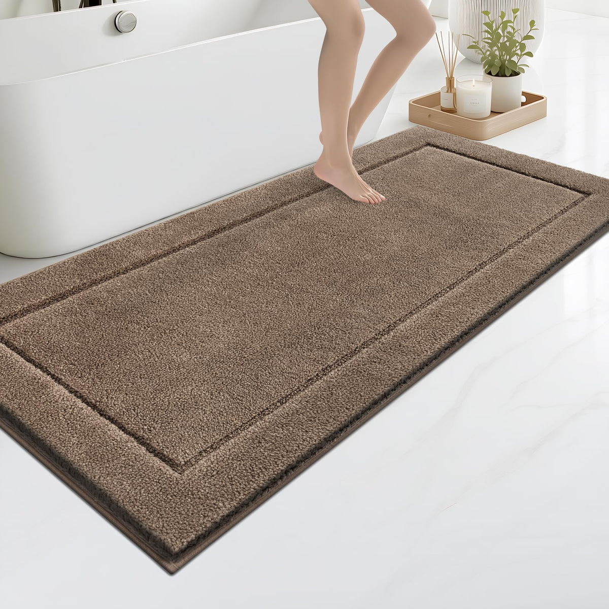 anllugs Bathroom Rugs, Non-Slip Bath Rugs, 24" x 60", Grey