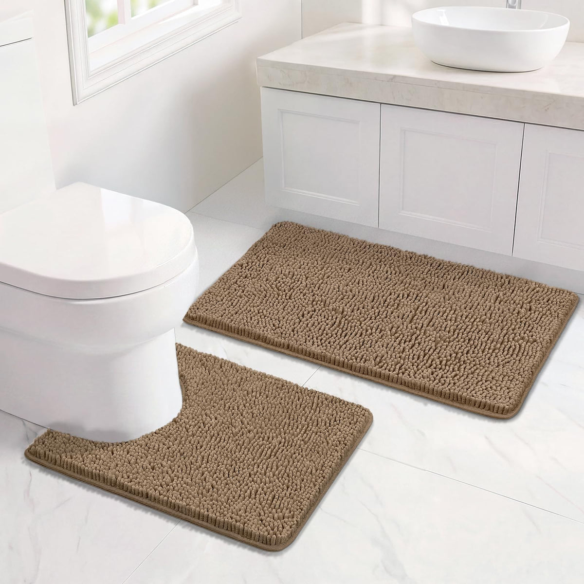 Bcoimo Small Bath Rug Mat,24x17 Extra Soft Chenille Lavender Bathroom Mats
