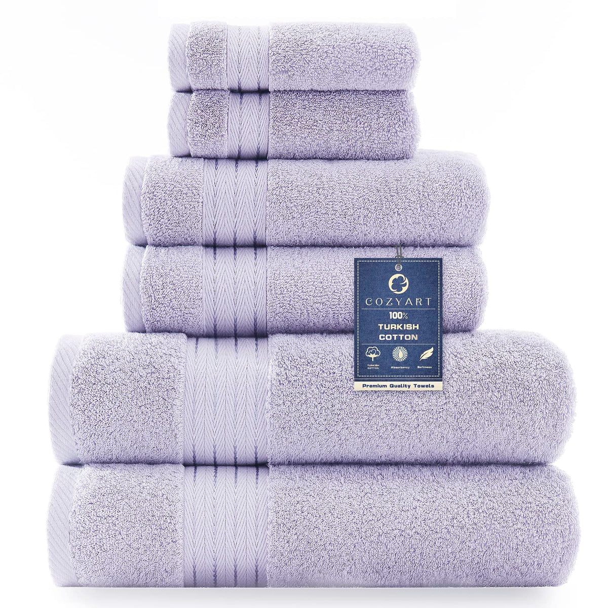 COZYART Luxury Bath Towel Set 6 Pcs, Burnt Orange 100% Turkish Cotton