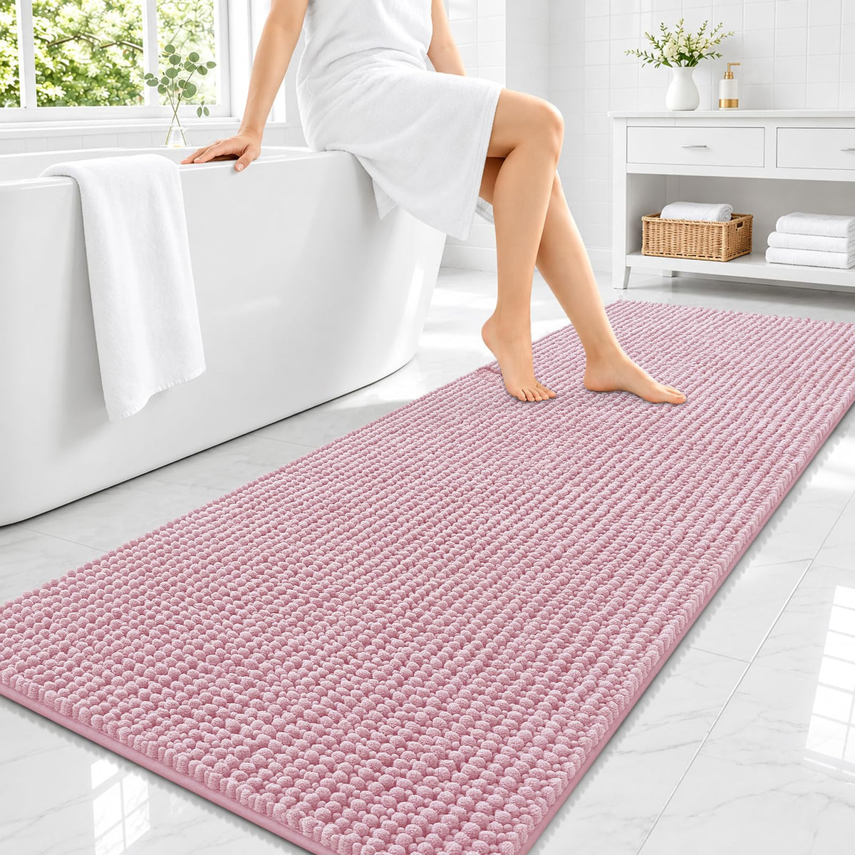 Smiry Thick Bathroom Rugs 30x20, Extra Soft Absorbent Chenille Bath Mat