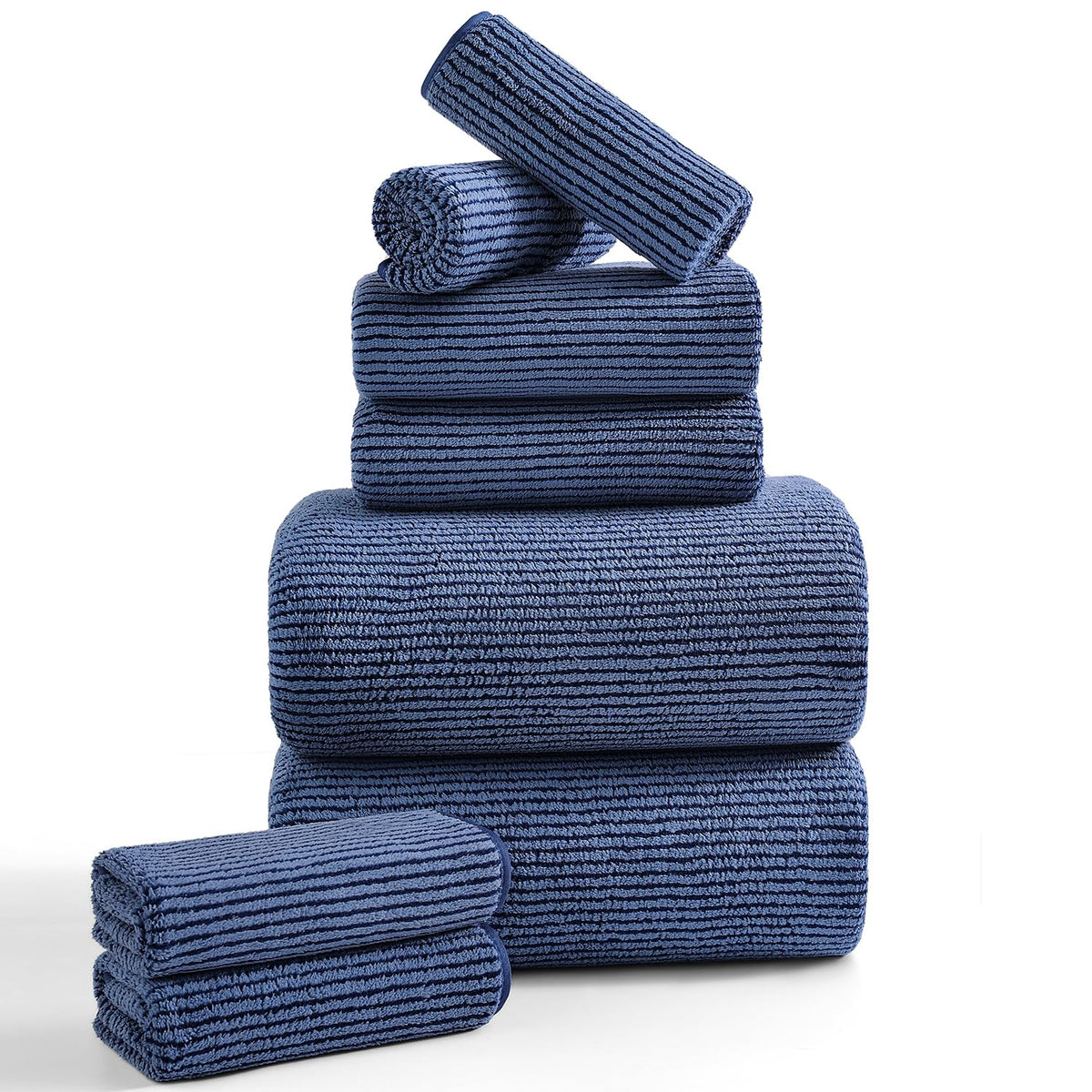 8-Piece Premium Towel Set for Bathroom|2 Oversized Large Bath Sheet,2 Hand Towels,4 Washcloths|Soft Cozy Highly Absorbent Fast Dry Microfiber Shower Towel Set for Hotel Bathroom Essentials,Dark Brown