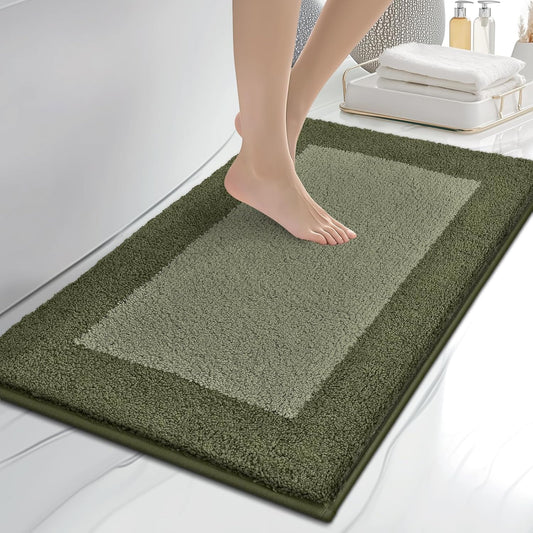 anllugs Bathroom Rugs, 20" x 30" Soft Bath Rugs, Olive Green & Green