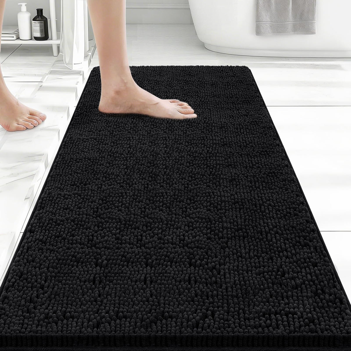 Bcoimo Small Bath Rug Mat,24x17 Extra Soft Chenille Lavender Bathroom Mats