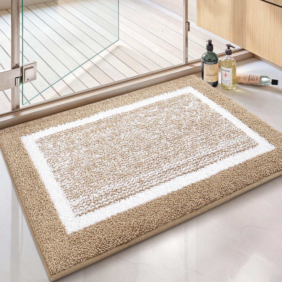 Color&Geometry 16"x24" Small Bath Mats for Bathroom Simple and Stylish,Gray