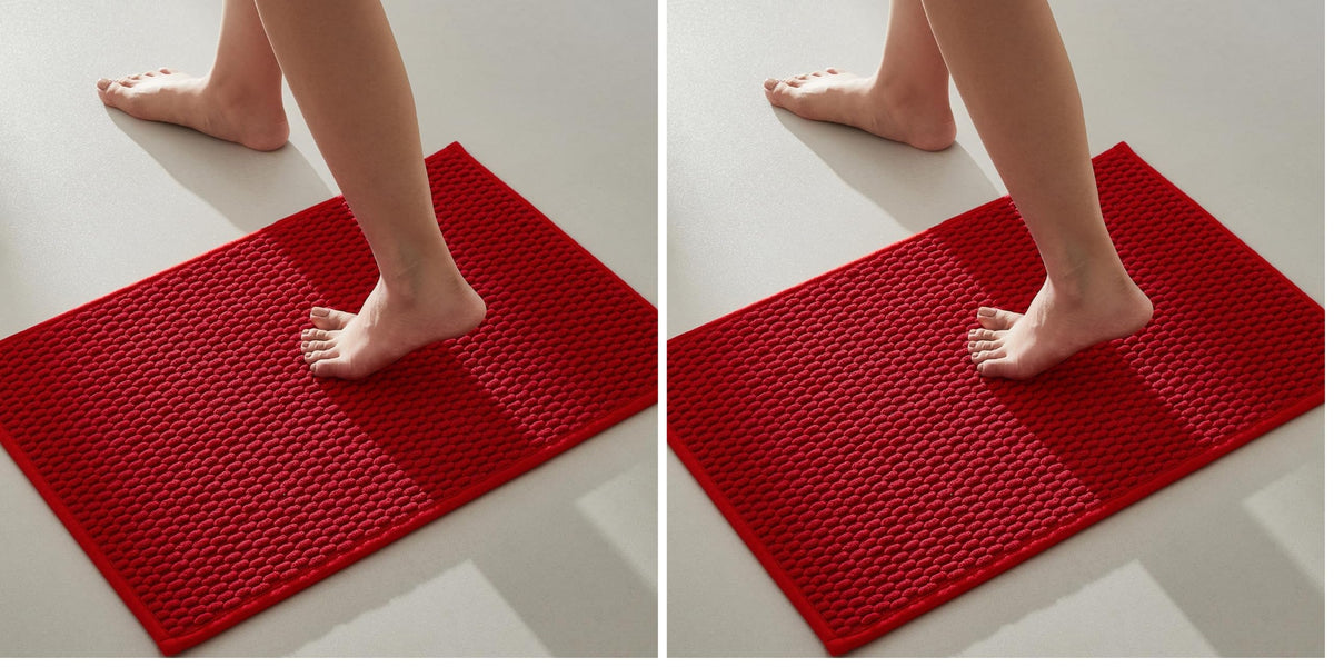 TYUU Bathroom Rugs Non Slip Washable, Super Absorbent Thin Bath Mat Small Quick Dry Low Pile Bathroom Rug, Light Grey 16"x24"