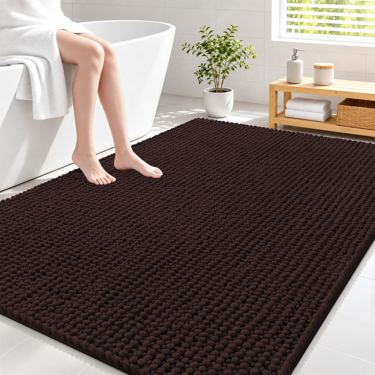 Smiry Thick Bathroom Rugs 30x20, Extra Soft Absorbent Chenille Bath Mat