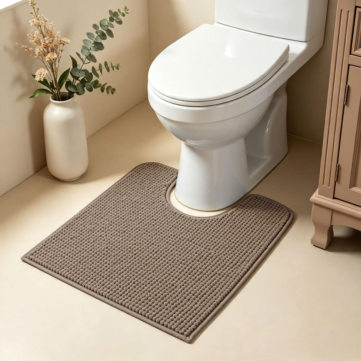 SUBRTEX Bathroom Rugs, 20" x 32" Chenille Bath Rug Soft Short Plush Bath Mat Soft Shower Mat Water Absorbent Shower Mat Quick Dry Machine Washable, Gray