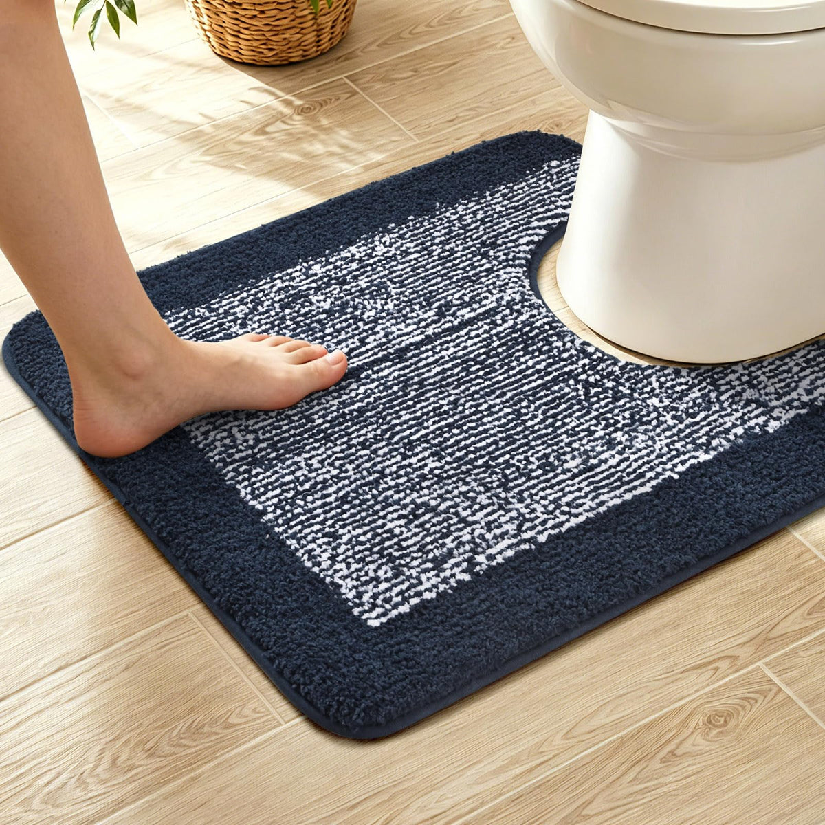 48x24 Long Bathroom Rugs Non Slip Washable, Soft Absorbent Bath Mat Blue