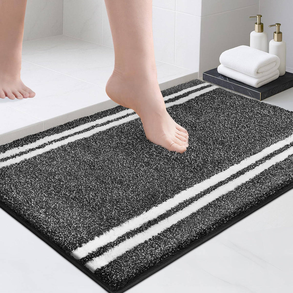 PURRUGS Bathroom Runner Rug, Bath Mat, 24" x 60", Beige