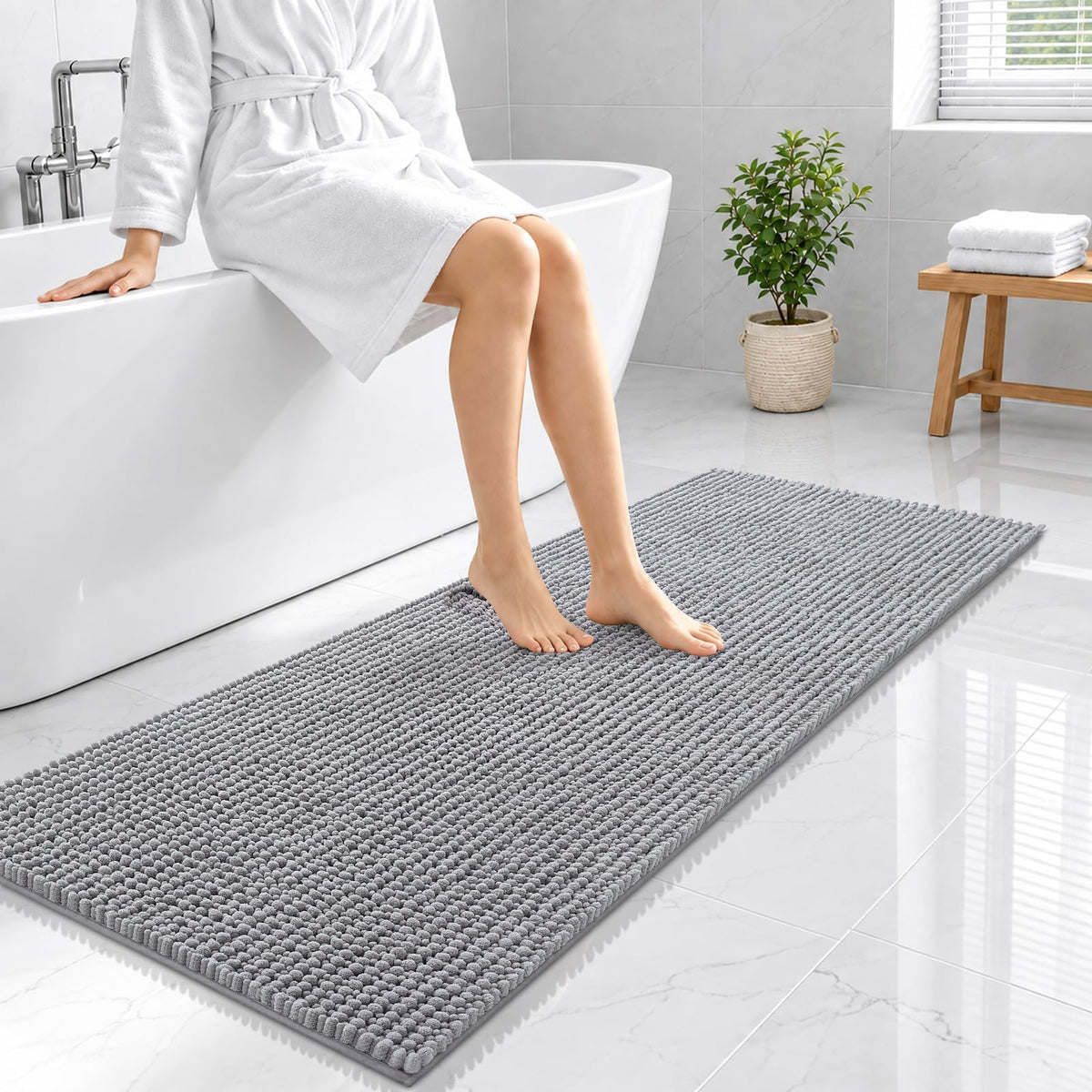 Smiry Thick Bathroom Rugs 30x20, Extra Soft Absorbent Chenille Bath Mat