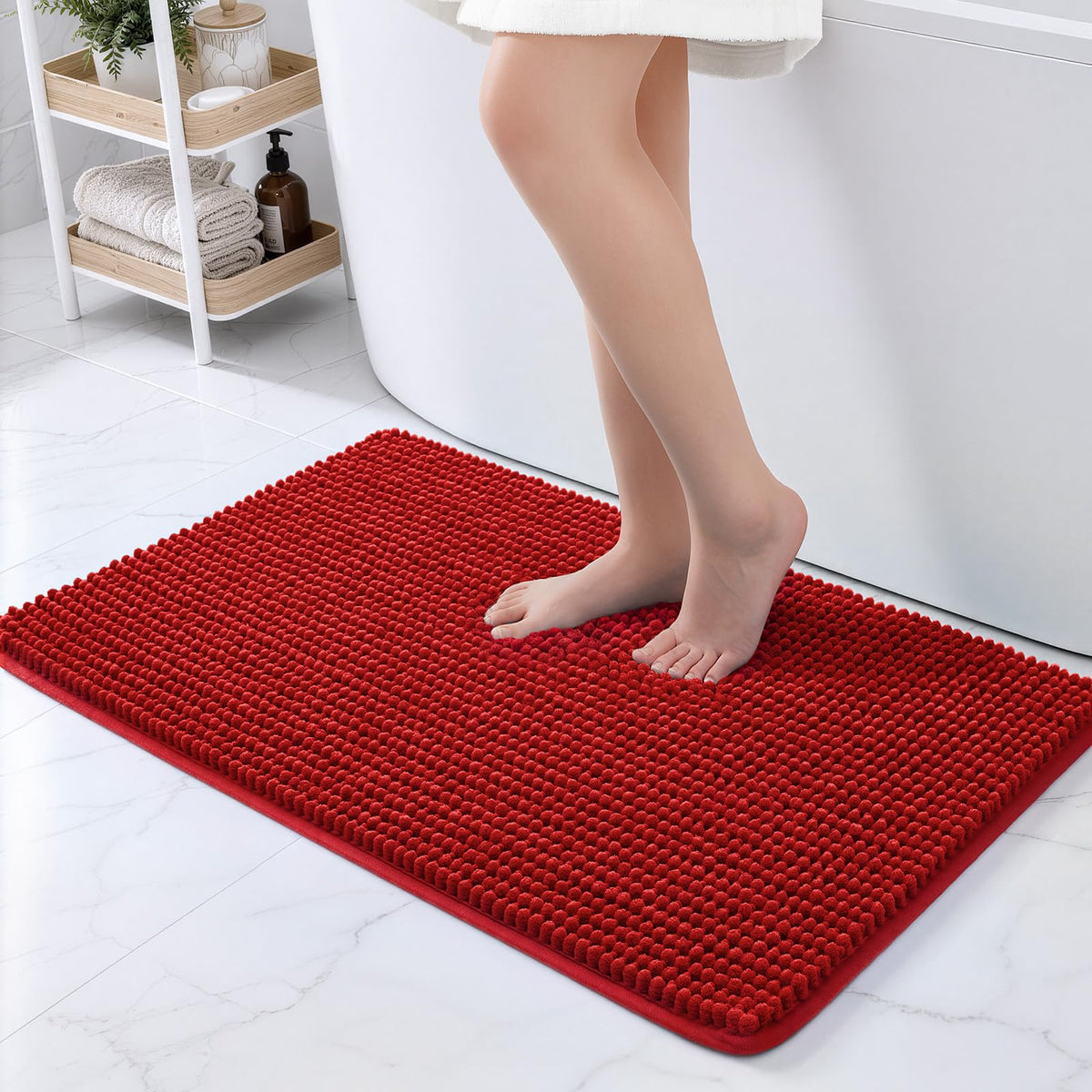 Ophanie Grey Bathroom Rugs 30x20, Soft Chenille Bath Mat, Non Slip Absorbent Quick Dry Light Gray Mats, Machine Washable Thick Small Area Rug Sets,Grip Bathmat for Shower,Toilet,Sink and Indoor Floor