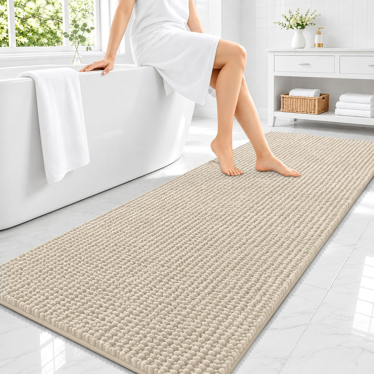 Smiry Thick Bathroom Rugs 30x20, Extra Soft Absorbent Chenille Bath Mat