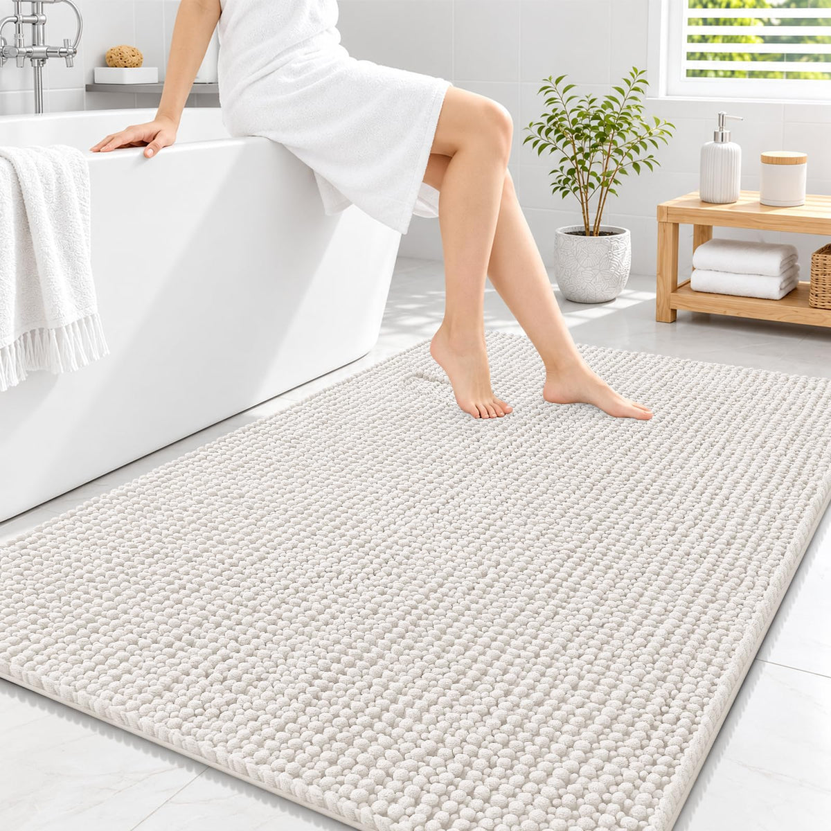 Smiry Thick Bathroom Rugs 30x20, Extra Soft Absorbent Chenille Bath Mat