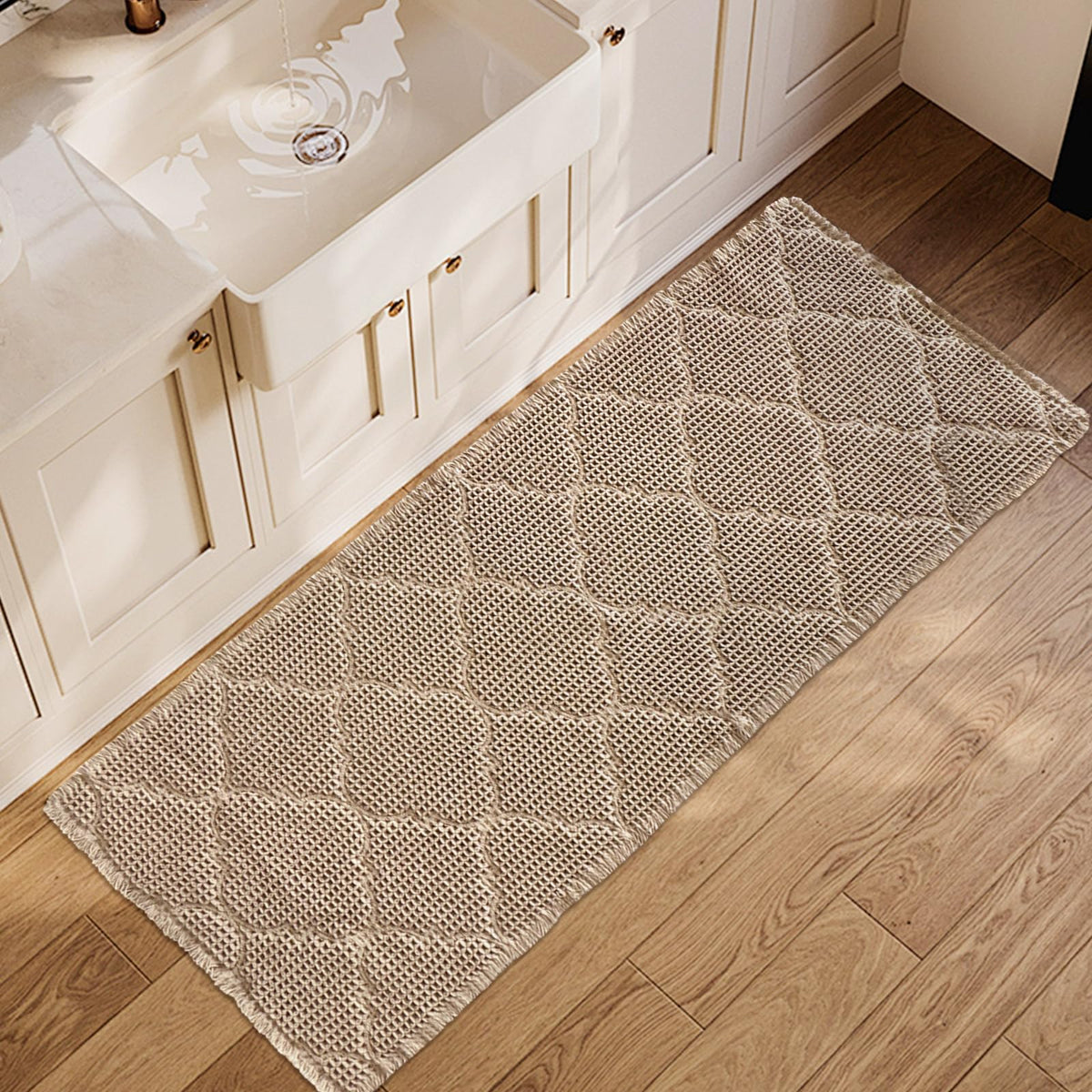 ZALL Waffle Bath Mat,Dark Green Super Absorbent Non Slip Bathroom Rug,17x24inch,Machine Washable Ultra Soft Floor Mats