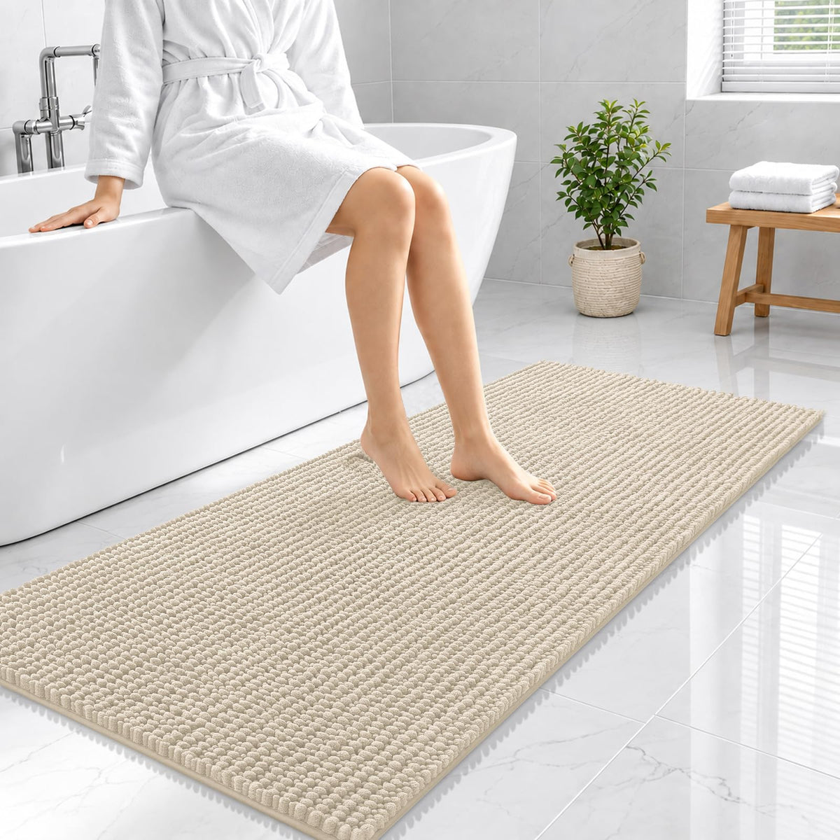 Smiry Thick Bathroom Rugs 30x20, Extra Soft Absorbent Chenille Bath Mat