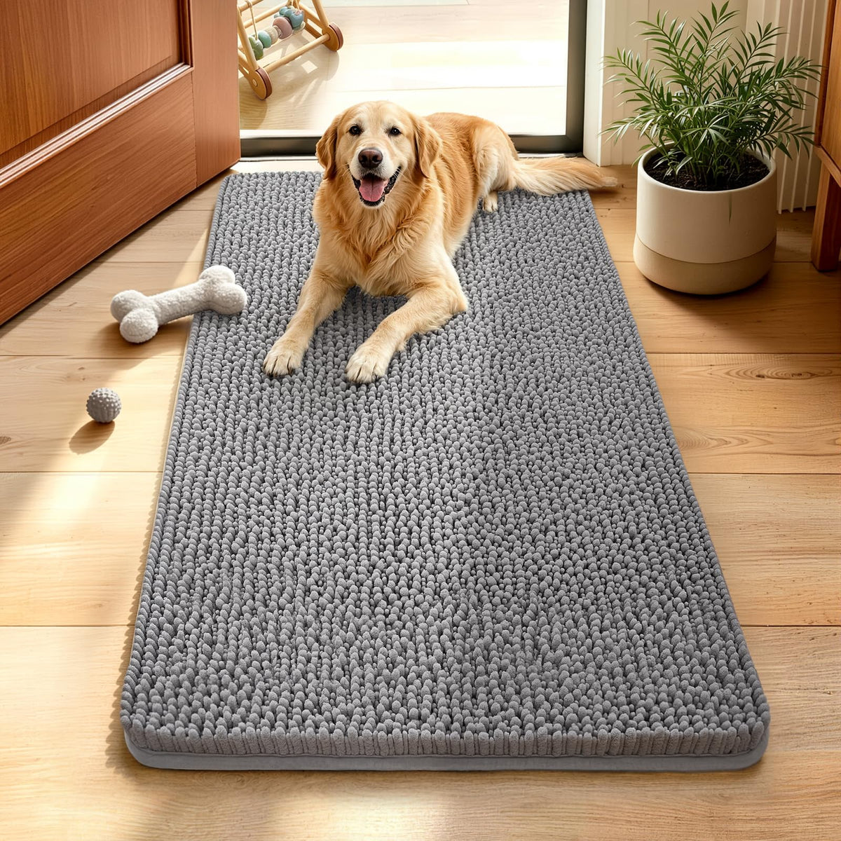 Ophanie Grey Bathroom Rugs 30x20, Soft Chenille Bath Mat, Non Slip Absorbent Quick Dry Light Gray Mats, Machine Washable Thick Small Area Rug Sets,Grip Bathmat for Shower,Toilet,Sink and Indoor Floor