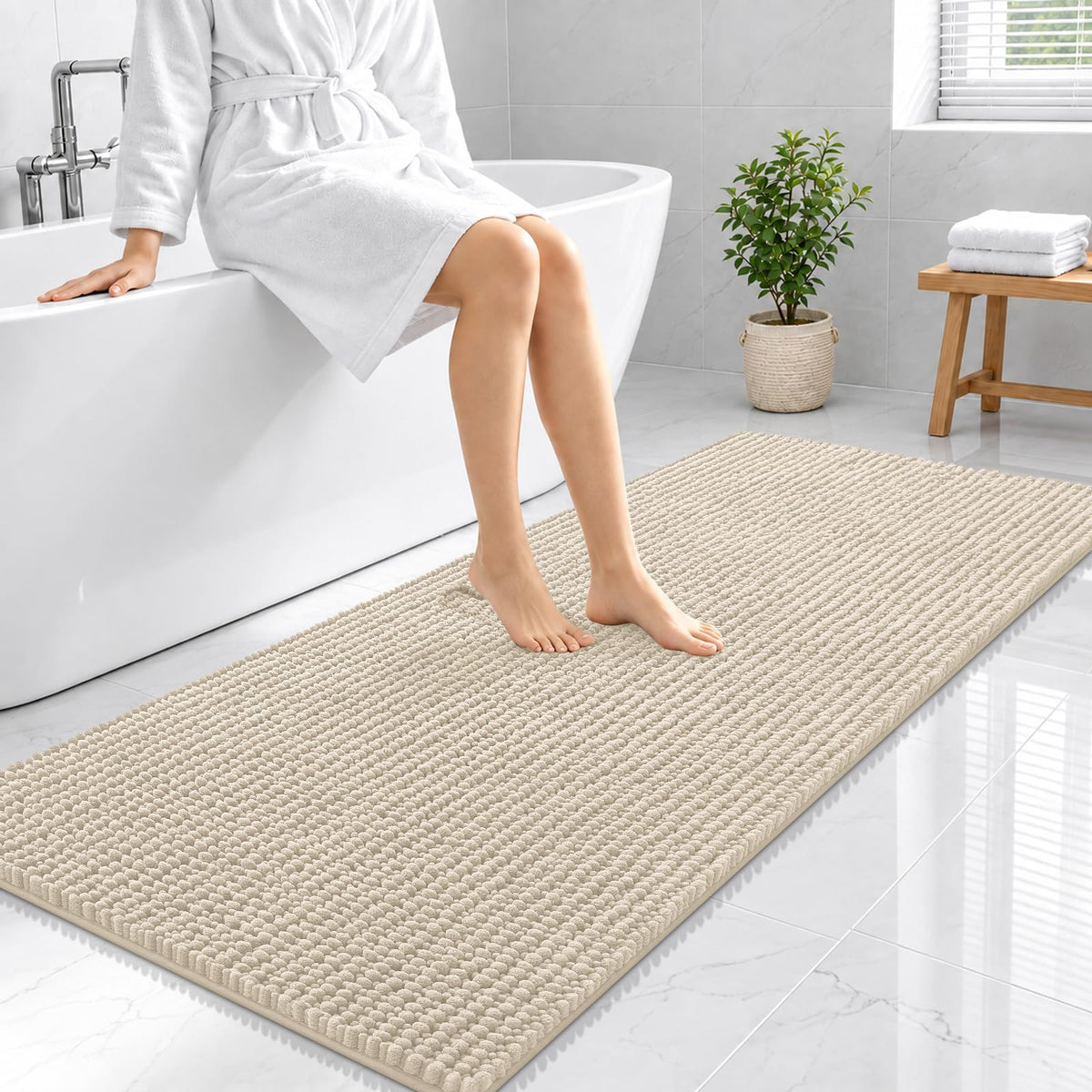Smiry Thick Bathroom Rugs 30x20, Extra Soft Absorbent Chenille Bath Mat