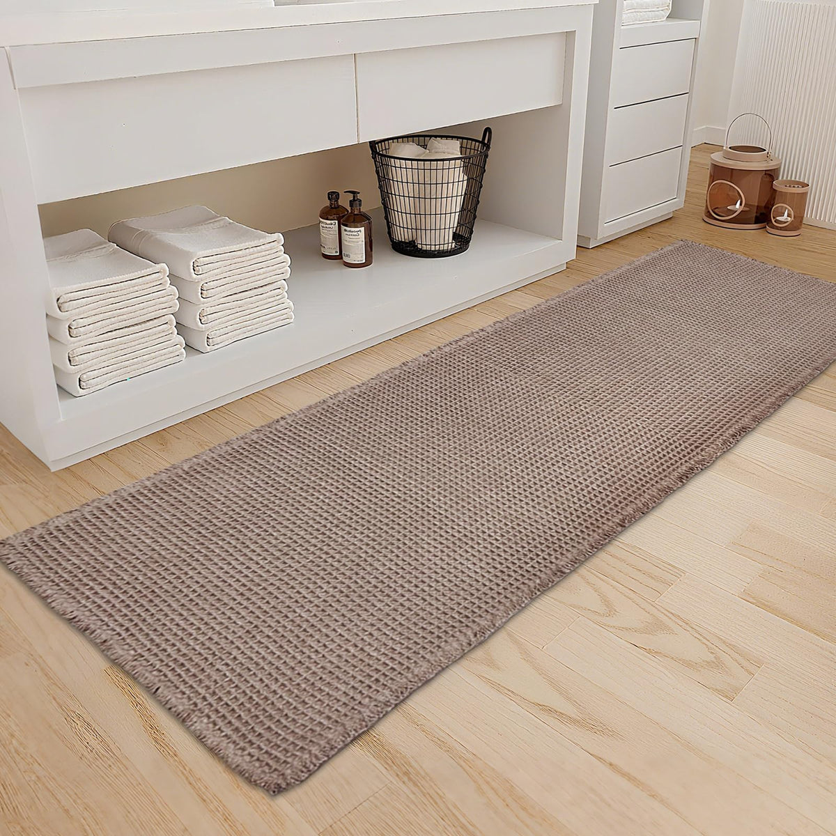 ZALL Waffle Bath Mat,Dark Green Super Absorbent Non Slip Bathroom Rug,17x24inch,Machine Washable Ultra Soft Floor Mats