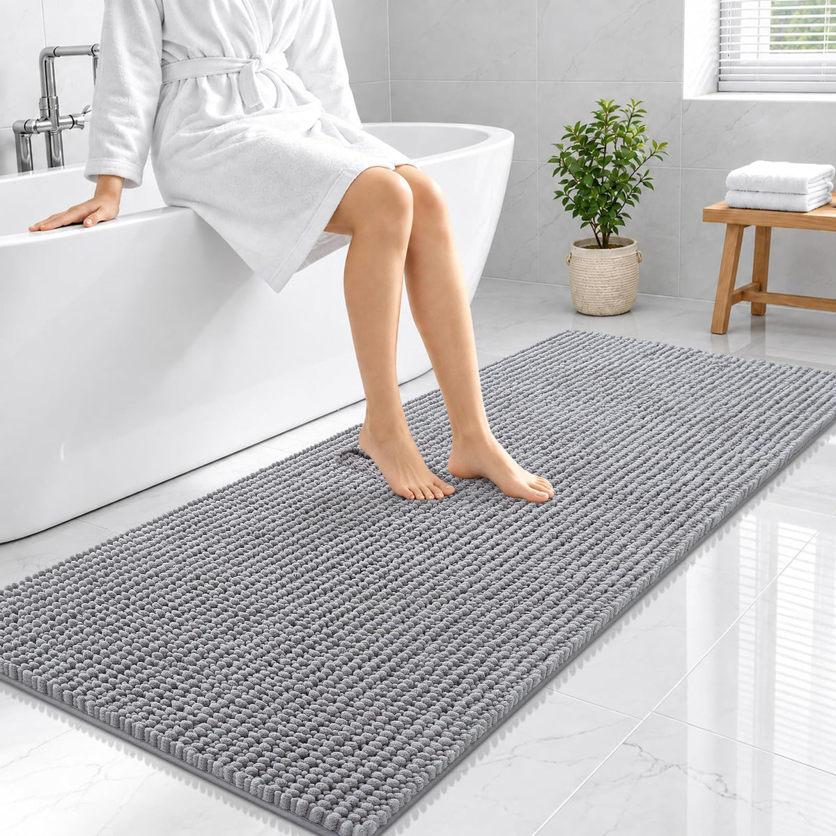 Smiry Thick Bathroom Rugs 30x20, Extra Soft Absorbent Chenille Bath Mat