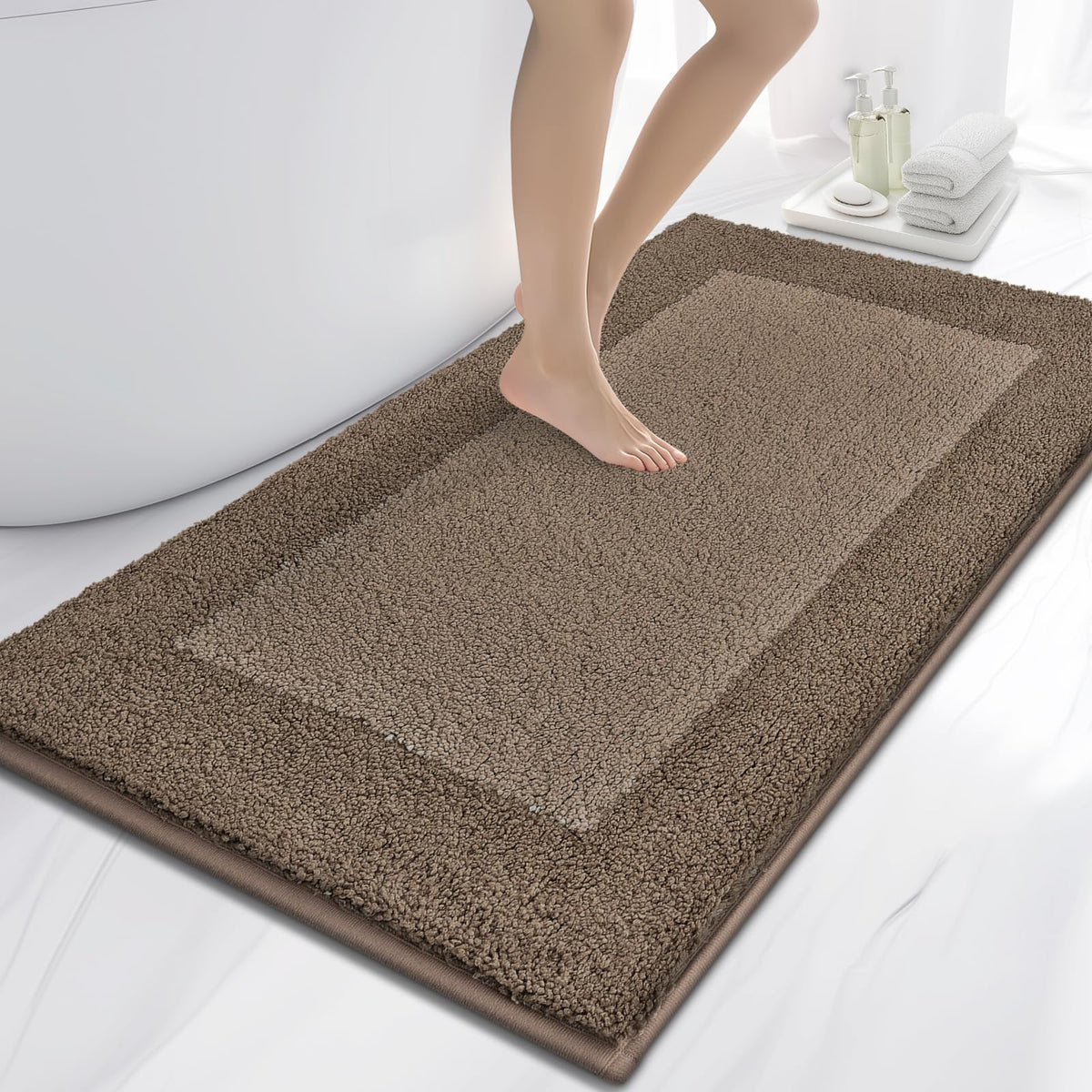 anllugs Bathroom Rugs, 20" x 30" Soft Bath Rugs, Olive Green & Green