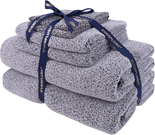 Everplush Diamond Collection 6-Piece Bath Sheet Towel Set, Soft Plush Jacquard Luxury Bath Towels,Highly Absorbent & Fast-Drying Luxury Towels Sets for Bathroom,Shower, or Spa (Grey, Bath Sheet 6PK)
