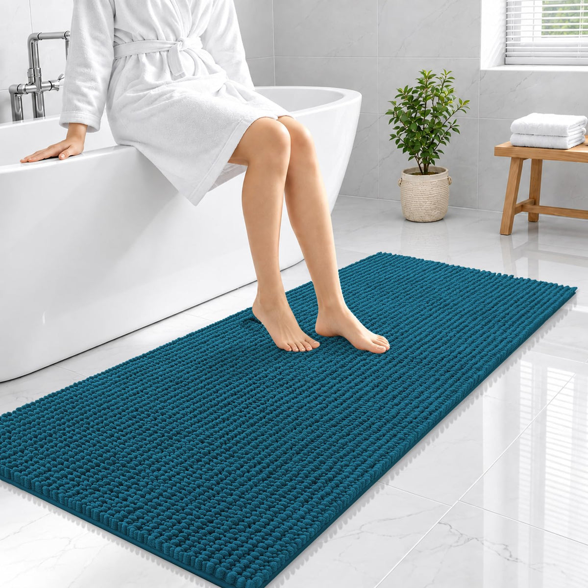 Smiry Thick Bathroom Rugs 30x20, Extra Soft Absorbent Chenille Bath Mat