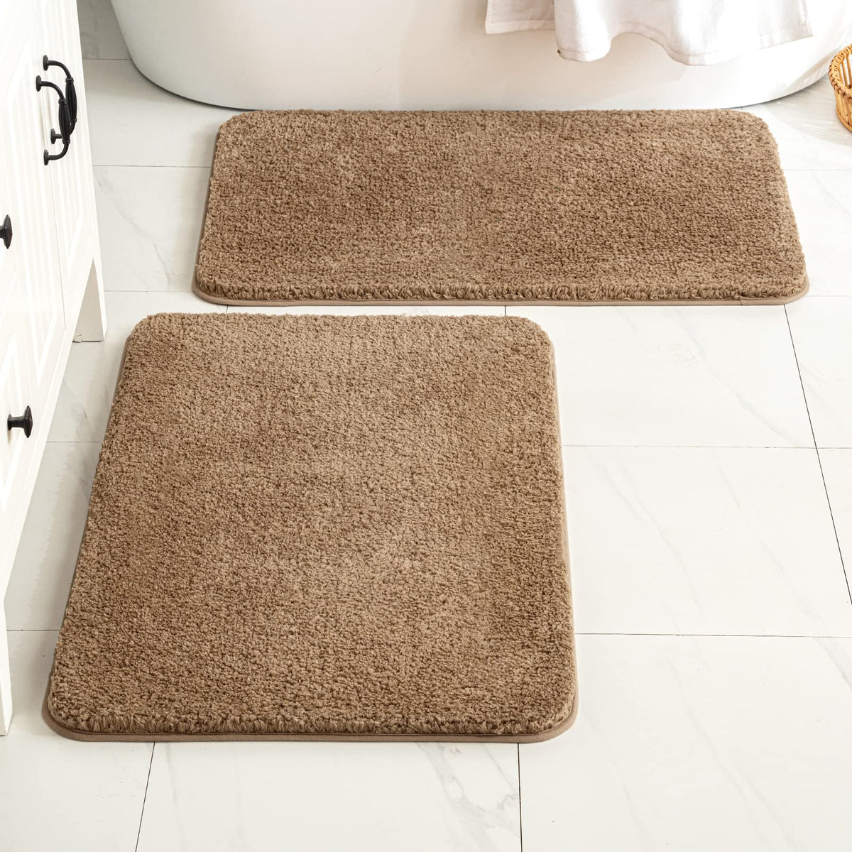 MIULEE Christmas Dark Green Bathroom Rugs Set 2 Piece Small Bath Mats 16x24