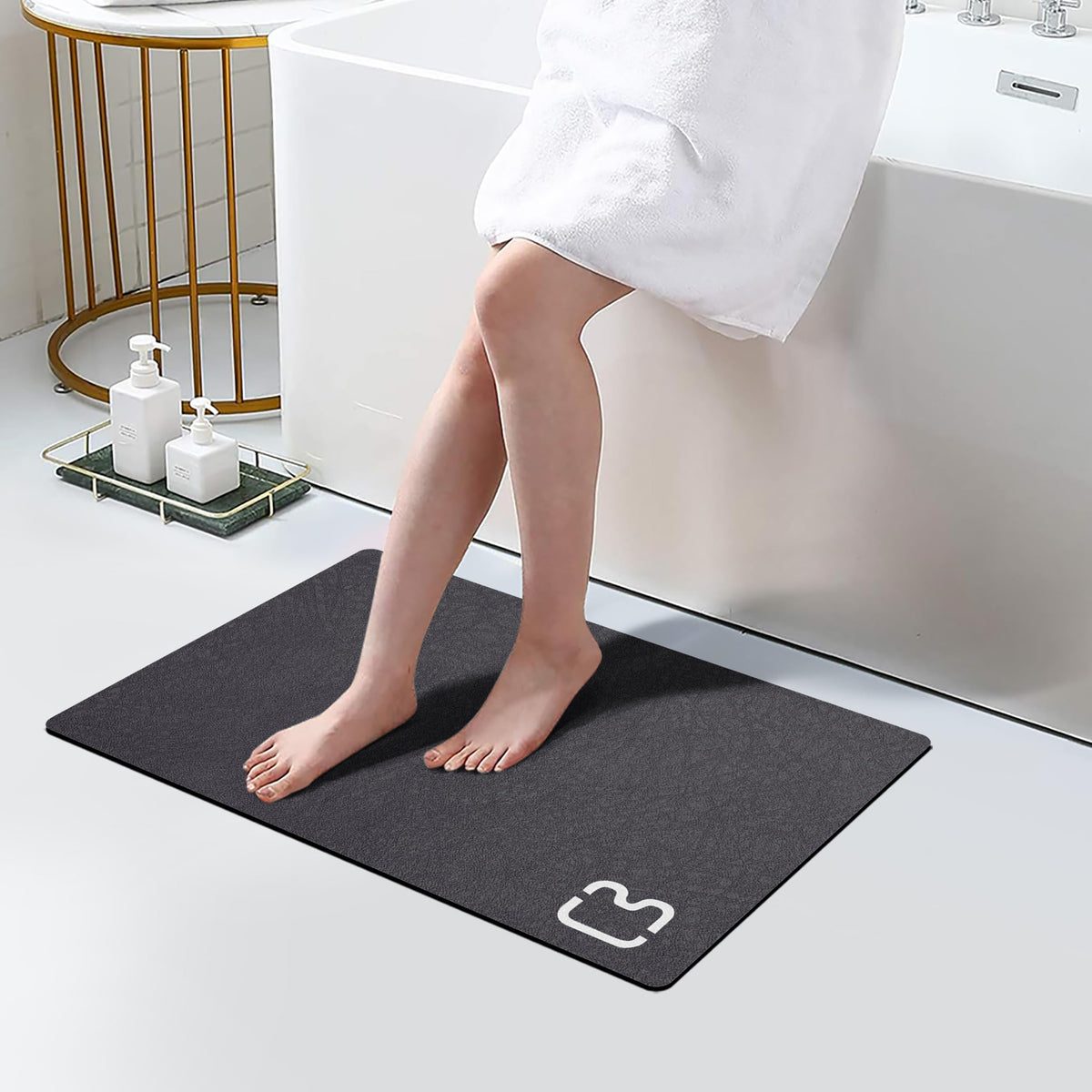 Dark Grey Long Bathroom Rugs Large Stone Bath Mats for Bathroom,15.7"x47.2"