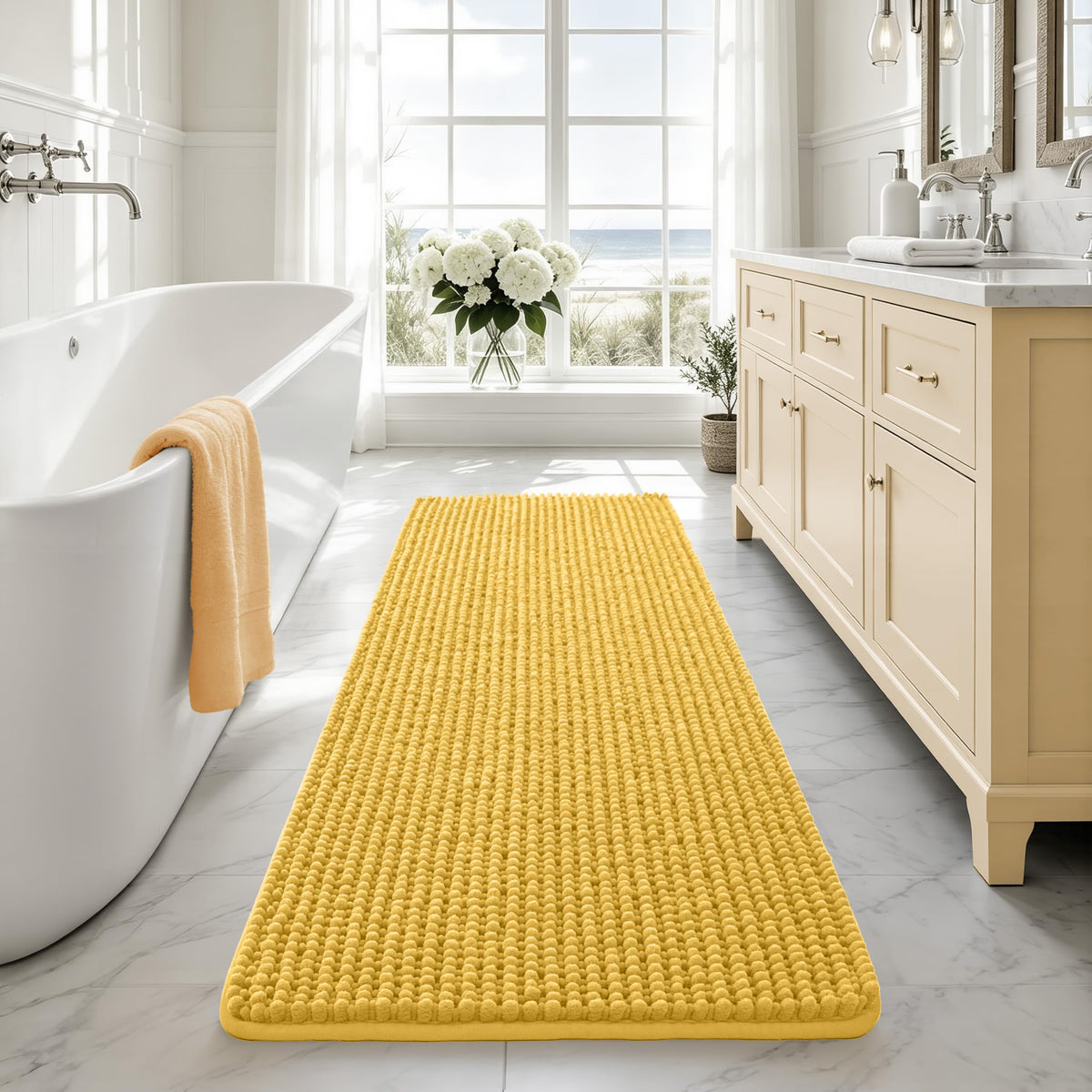 Ophanie Grey Bathroom Rugs 30x20, Soft Chenille Bath Mat, Non Slip Absorbent Quick Dry Light Gray Mats, Machine Washable Thick Small Area Rug Sets,Grip Bathmat for Shower,Toilet,Sink and Indoor Floor