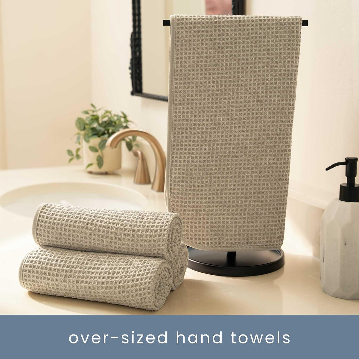 S&T INC. Aura Waffle Bath Towel Set, 6 Pieces, Beige