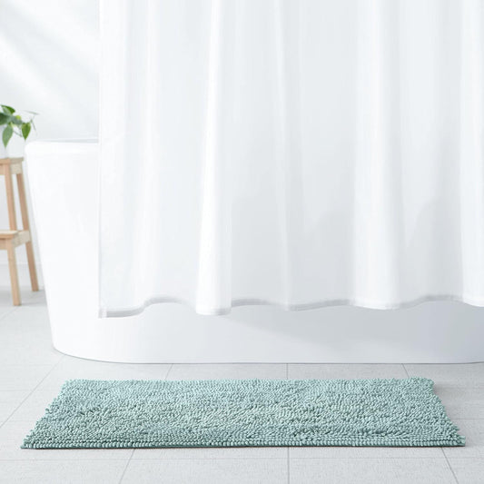 Amazon Basics Bathroom Rugs, Extra Soft Absorbent Shag Bath Rugs, Non-Slip Backing, Quick Drying, Machine Washable, Plush Comfort for Bathroom Floor, Tub and Shower, 21" x 34", Seafoam Green