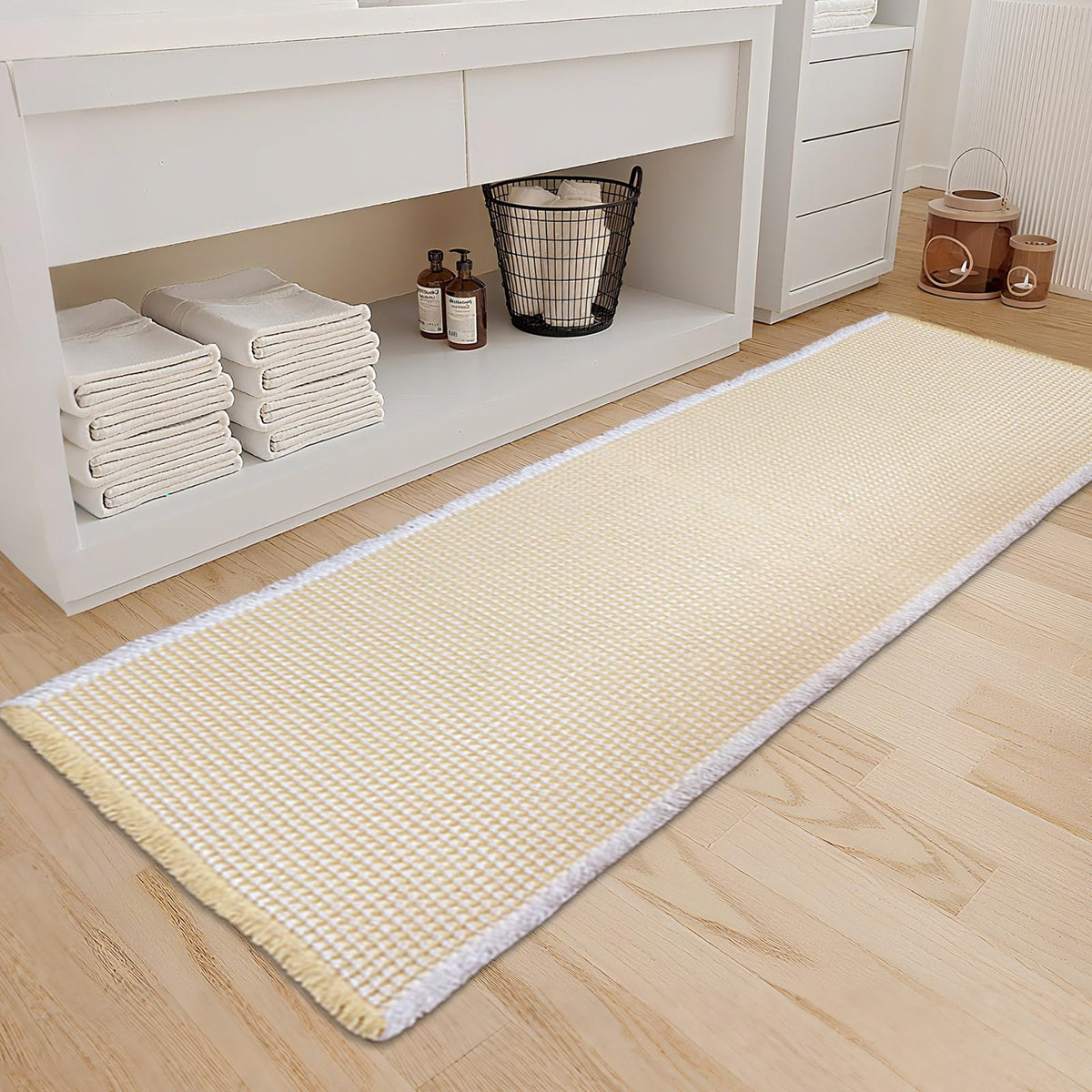 ZALL Waffle Bath Mat,Dark Green Super Absorbent Non Slip Bathroom Rug,17x24inch,Machine Washable Ultra Soft Floor Mats