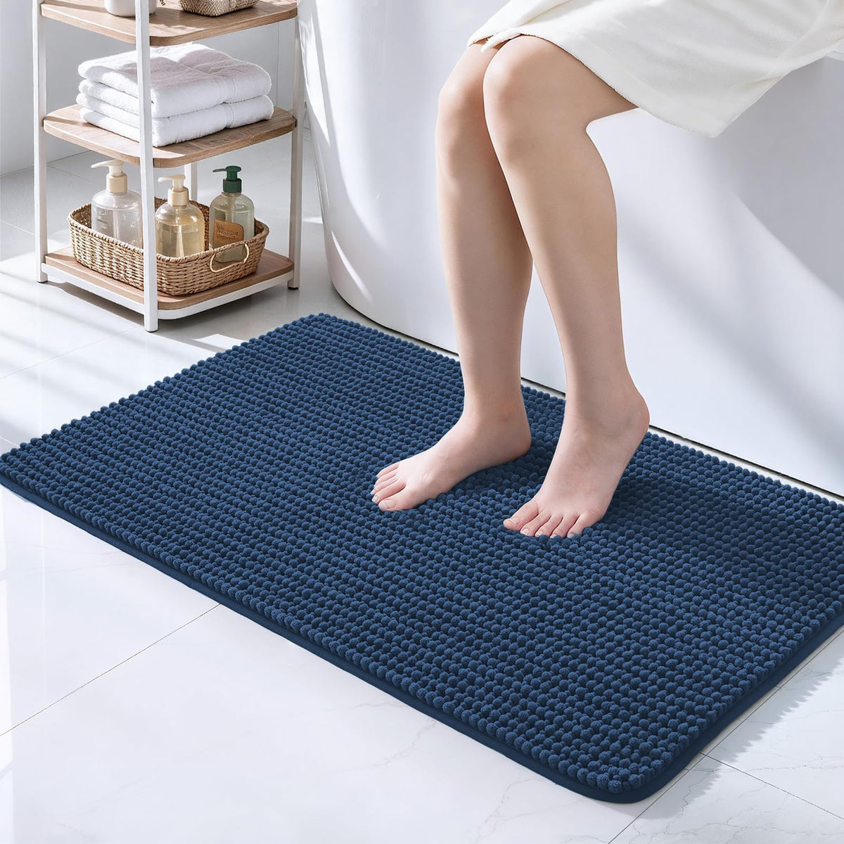 Ophanie Grey Bathroom Rugs 30x20, Soft Chenille Bath Mat, Non Slip Absorbent Quick Dry Light Gray Mats, Machine Washable Thick Small Area Rug Sets,Grip Bathmat for Shower,Toilet,Sink and Indoor Floor