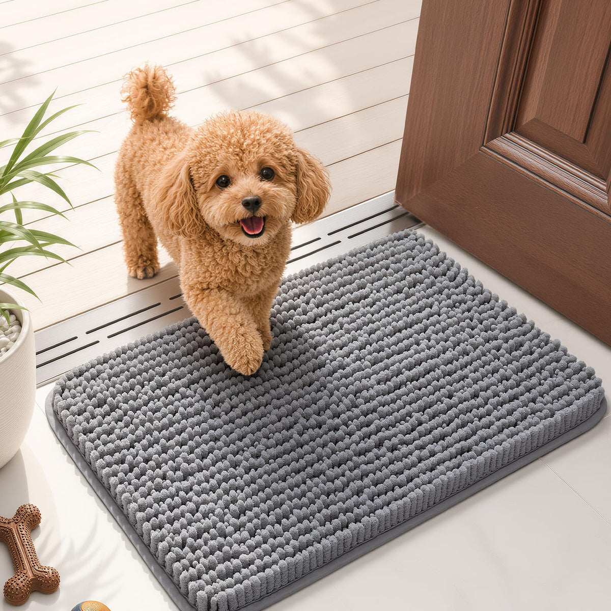 Ophanie Grey Bathroom Rugs 30x20, Soft Chenille Bath Mat, Non Slip Absorbent Quick Dry Light Gray Mats, Machine Washable Thick Small Area Rug Sets,Grip Bathmat for Shower,Toilet,Sink and Indoor Floor