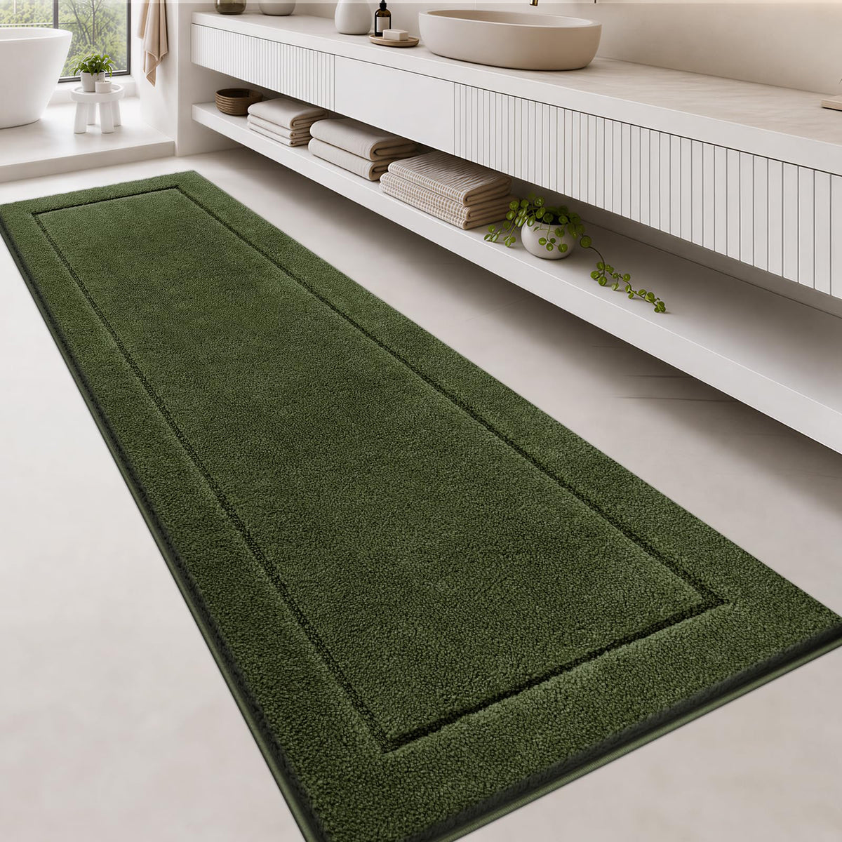 anllugs Bathroom Rugs, Non-Slip Bath Rugs, 24" x 60", Grey