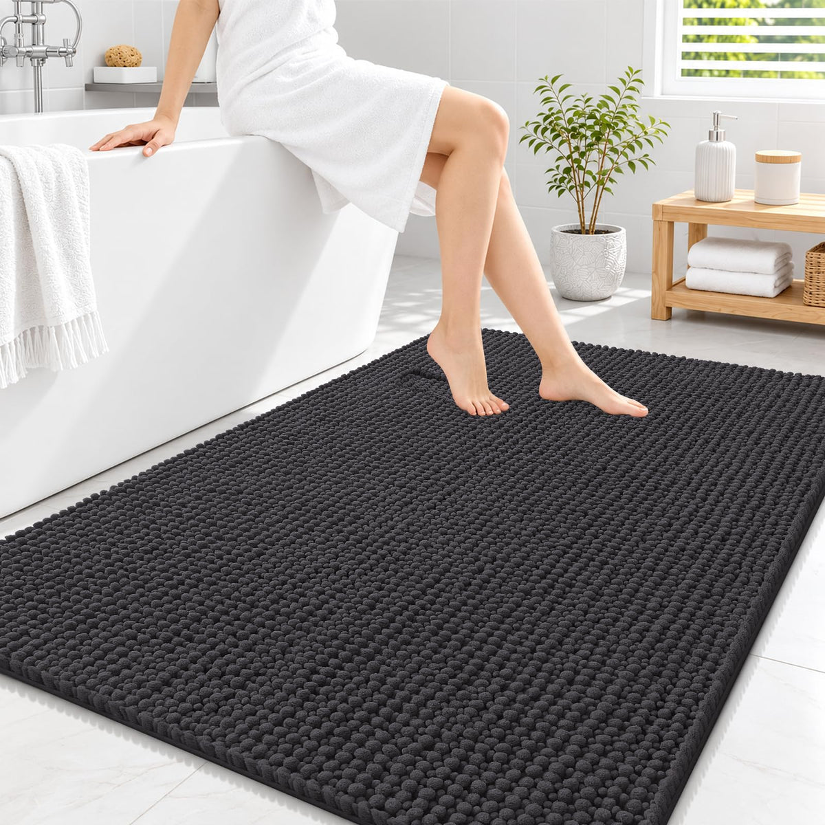 Smiry Thick Bathroom Rugs 30x20, Extra Soft Absorbent Chenille Bath Mat